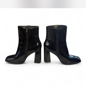 Glossy Black Heeled Ankle Boots size 6